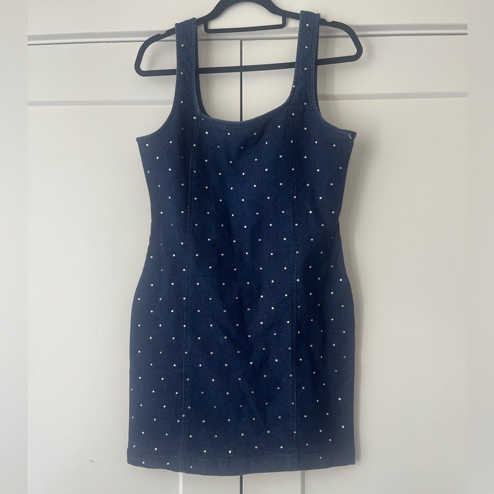 7th & Hudson Denim & Rhinestone Bodycon Dress – XL (Runs Small)